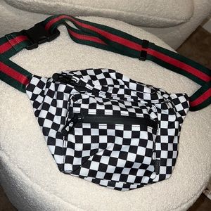 Checkered double pocket Fanny Pack